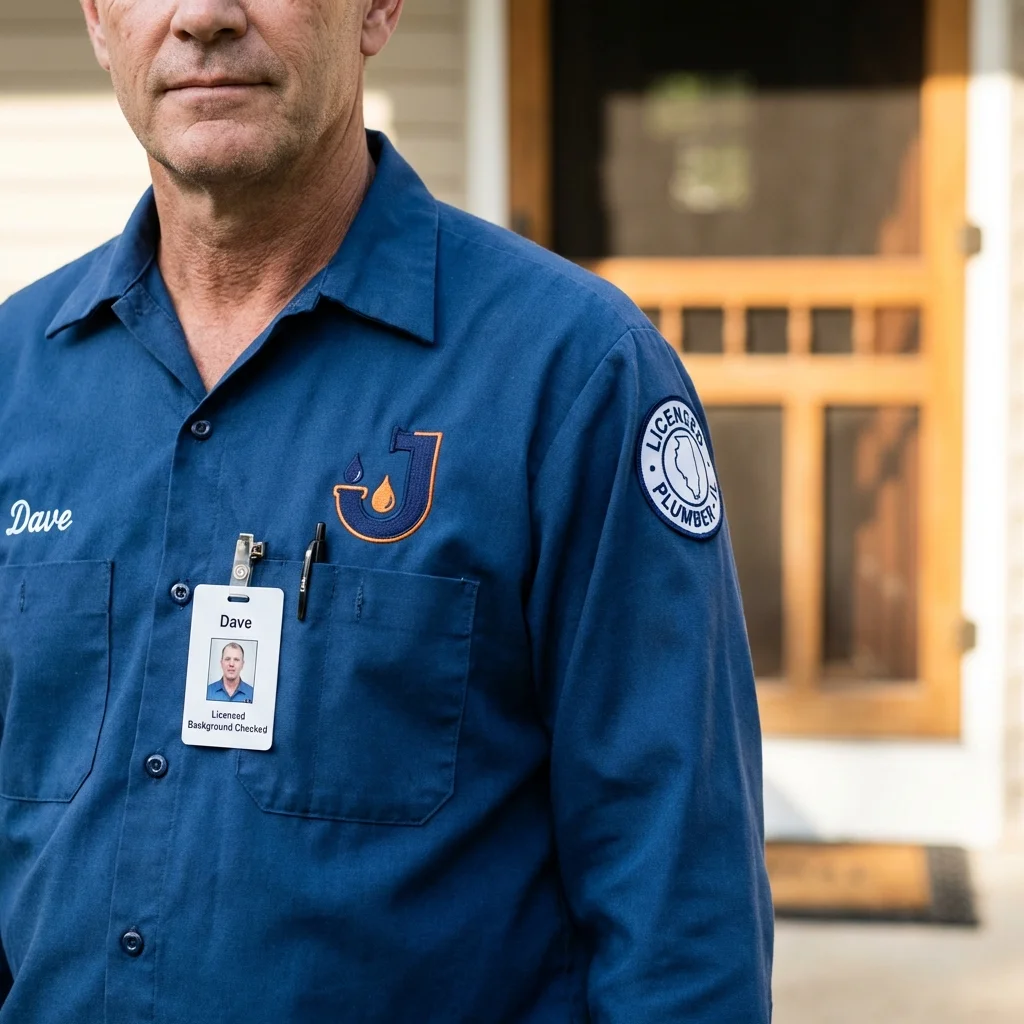 Licensed plumber showing ID badge in Sale Creek, TN