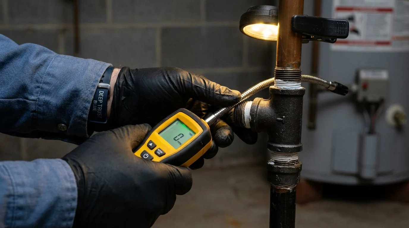 Gas leak detection with electronic sniffer by Johns Plumbing LLC in Sale Creek