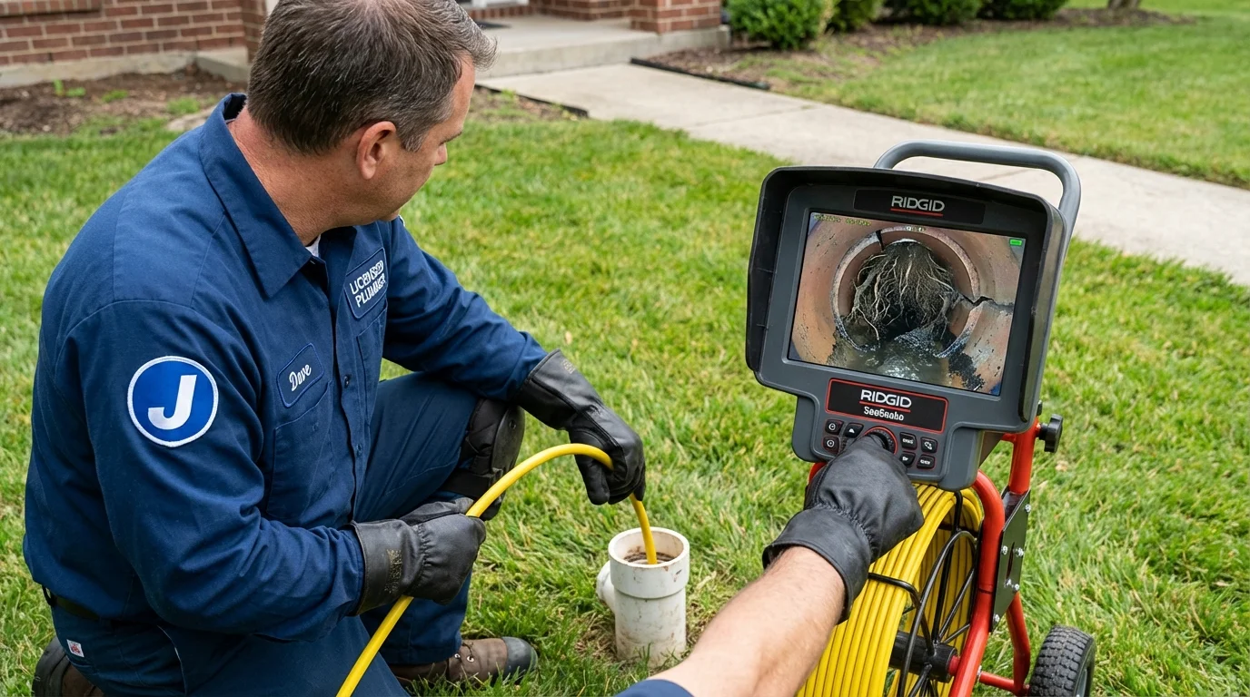 Sewer camera inspection being performed by Johns Plumbing LLC in Sale Creek