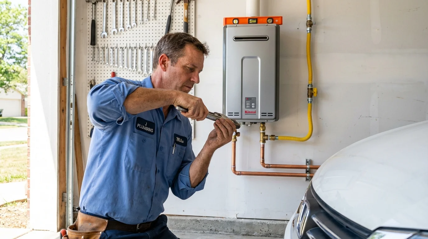 Tankless water heater installation by a Johns Plumbing LLC plumber in Sale Creek